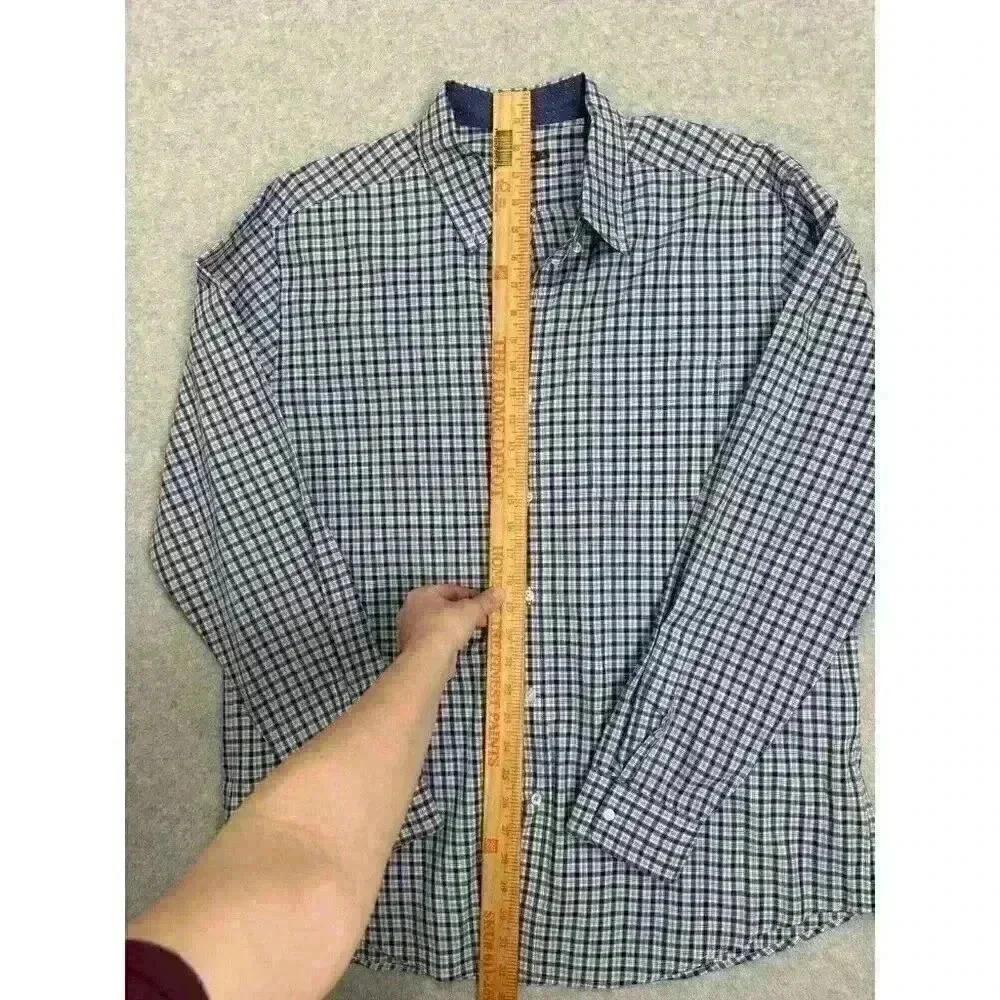 J‎ Mclaughlin XL Long Sleeve Button Up Shirt Flip Cuff Tartan Plaid 100% Cotton - Picture 6 of 12